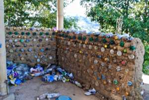 Eco-brick & cob wall