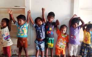 Krish playing with other children