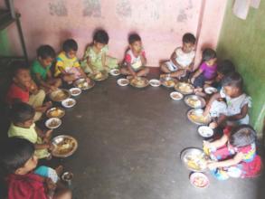 Children in their lunch time