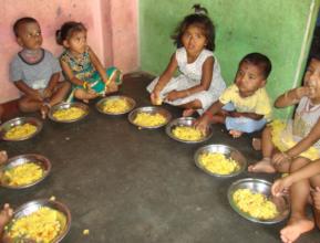Children taking their meal
