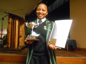 Lindiwe received a special prize for Perseverance