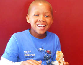 Tisetso enjoying lunch at KFC