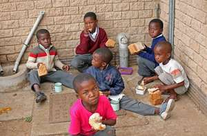 Some of our sponsored kids eating lunch