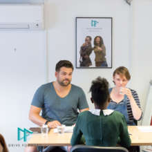 Interview training session with corporate partners