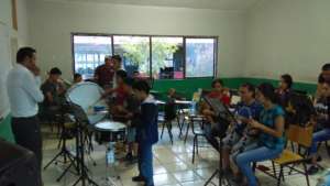 David in his percussion class
