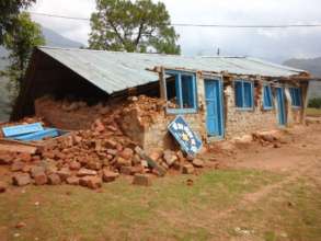Destructed building of the school