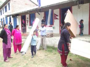 Book shelves, carpets and cushions for classrooms.