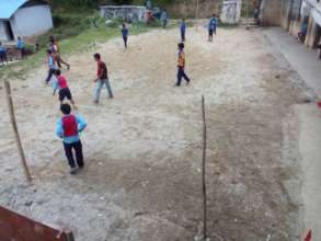 Fortunately, this schoolyard is still intact.