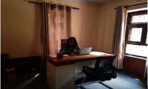 Project coordinator Salpa Shrestha's new office