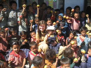 Sarah and our students on Apple Day