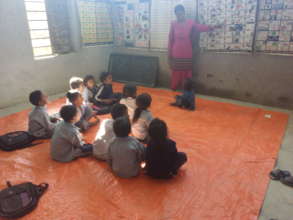 Children and teachers couldn't wait for furniture.