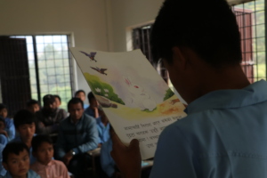 Students get a chance to read to their peers.