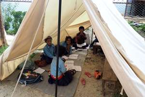 Tents are a common sight on school grounds