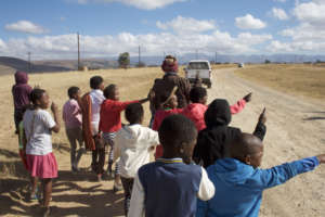 Kids welcoming their arrival