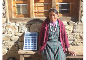 Happy with her new solar panel.