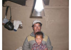 A happy father and son.