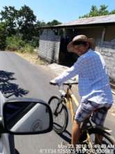 Testing the route with our bamboo Mountain Bike