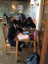 Hard at work on the Verandah