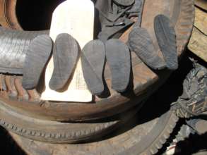 Cutting soles out of old tires
