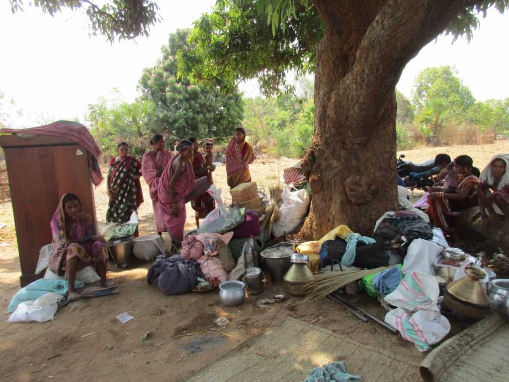 Family living under tree after the incident