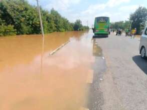 Impassable roads affected by floods.