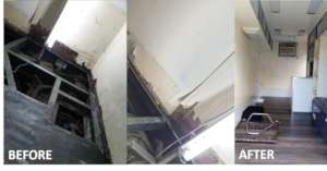 Before and after repairs