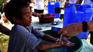 Teaching street children the proper handwashing