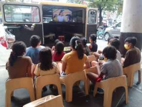 Watching educational AVP about menstrual hygiene