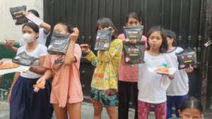 Distribution of sanitary pads to children