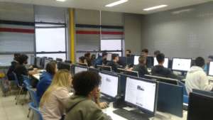 Young leaders in technology room