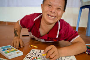 SEP having fun drawing in class