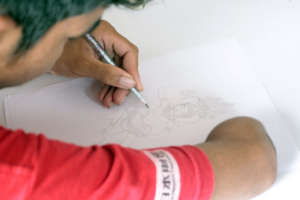 Inclusive Art Students practices drawing