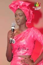 Ndeye Fatma gives a speech during Miss Senegal