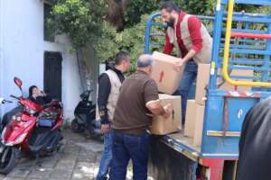 Distributing Food parcels