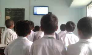 Children learning computer