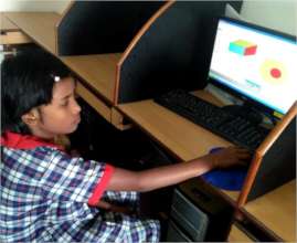Purnima engrossed in creating geometrical figures