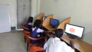 Children are practice in the computer lab