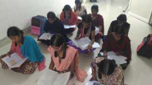 girls studying