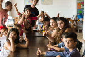 The teacher and his excited students!
