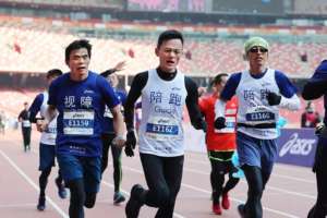 Final sprint of Beijing Bird Nest Half Marathon