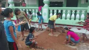 Building Christmas Crib in Rainbow House compound