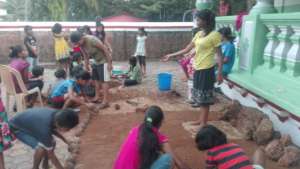 Building Christmas Crib in Rainbow House compound