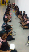 Having lunch - lunch time at Shanti Niketan School