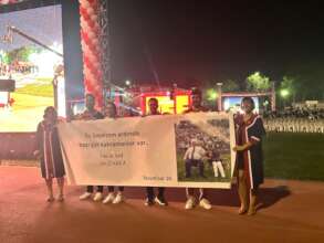 ONE OF BANNER FROM GRADUATION CEREMONY