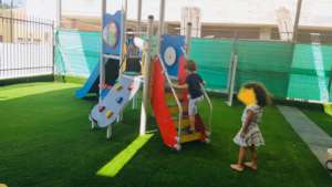 Children playing in Cochav's new playground