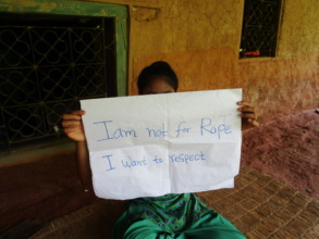 A girl participates in an empowering exercise.
