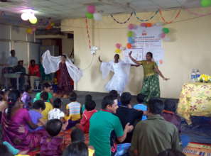 Staff entertain the children1