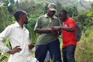 Saidi, Haji and Dismas undergoing GPS training