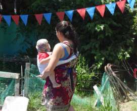 Mother and her child in the garden