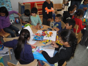 Children corner in one of the refugee camps